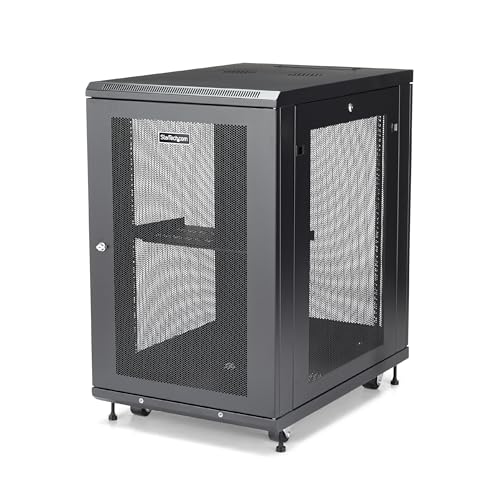 StarTech.com 4-Pfosten 18HE Serverrack/Schrank, 19" Daten-Rack/Schrank für IT-/Netzwerkgeräte, verstellbare Montageschienen von StarTech