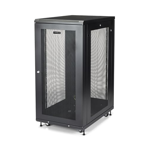 StarTech.com 4-Pfosten 24HE Serverrack/Schrank, 19" Daten-Rack/Schrank für IT-/Netzwerkgeräte, verstellbare Montageschienen von StarTech