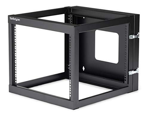 StarTech.com 4-Pfosten 8HE Aufklappbares Wandmontage Netzwerk Rack, 19" Open Frame Server Rack, 19.8" Tief, Wandmontage Swing Out Daten-Rack für IT / AV / Computer Geräte, TAA (RK819WALLOH) von StarTech.com