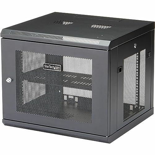 StarTech.com 4-Pfosten 9HE Wand Netzwerkschrank mit 1HE Fachboden, 19" Wand Server Rack für IT / Daten Computer Ausrüstung von StarTech