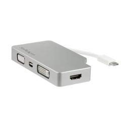 StarTech.com Startech 4-in-1 USB-C zu VGA, DVI, HDMI oder mDP 4K-Aluminiumreise-A/V-Adapter Hub von StarTech.com