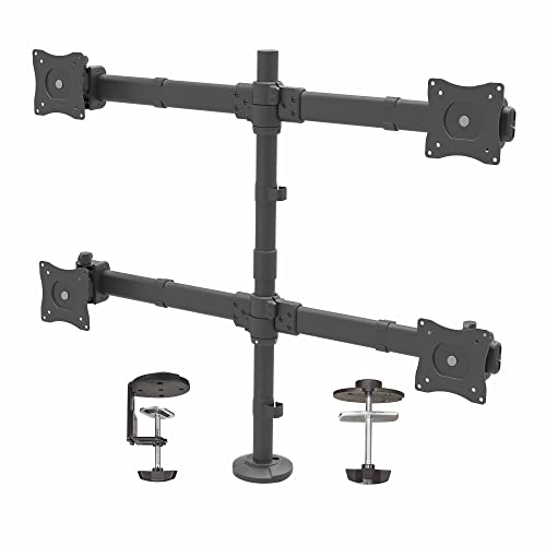 StarTech.com Tisch Monitorhalterung für vier Monitore - Monitorarm für 4 VESA Monitore(2x2) bis zu 27"(je 8kg) - Gelenkig, höhenverstellbar, Neig/Schwenk/Drehfunktion - Klemme/Durchführung (ARMQUAD) von StarTech
