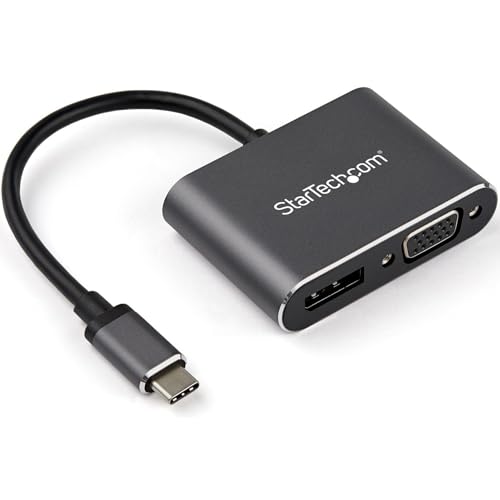 StarTech.com USB-C Multiport Adapter (DisplayPort oder VGA, 4K 60Hz, Aluminium, 2-in-1-USB Typ C zu DP oder VGA) von StarTech.com