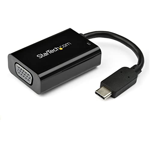StarTech.com USB-C auf VGA Adapter mit Power Delivery - 1080p USB Typ-C auf VGA Monitor Video Konverter mit Ladefunktion - 60W PD Pass-Through - Thunderbolt 3 Kompatibel - Schwarz (CDP2VGAUCP) von StarTech