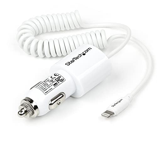 StarTech.com USBLT2PCARW Dual USB KFZ-Ladegerät (mit Micro USB Kabel und USB 2.0, 21 Watt / 4.2 A, 2-fach Tablet Auto-Ladegerät) Weiß von StarTech.com
