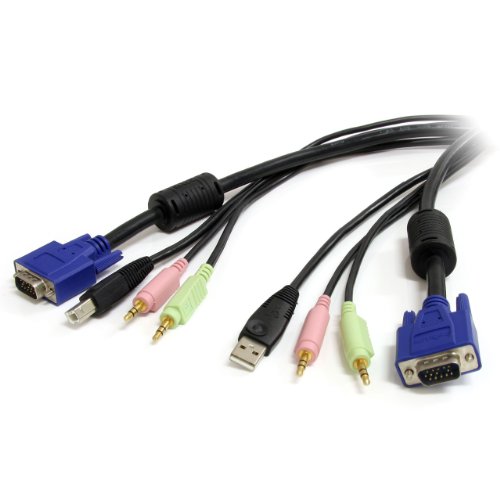 StarTech.com USBVGA4N1A10 4-in-1 USB VGA KVM Kabel (3m, mit Audio und Mikrofon) Schwarz von StarTech.com