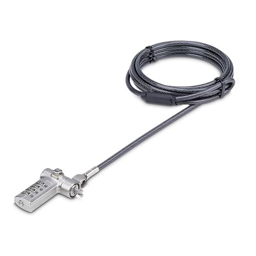 StarTech.com Universal Laptopschloss 2m, Serialisiertes Sicherheitsschloss, Noble Wedge®/Nano/K-Slot Kompatibel von StarTech