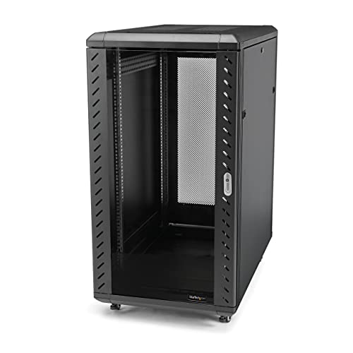 StarTech.com 4-Pfosten 22HE Serverrack/Schrank, 19" Daten-Rack/Schrank für IT-/Netzwerkgeräte, Serverschrank mit verstellbaren Montageschienen, 19 Zoll Server Rack von StarTech