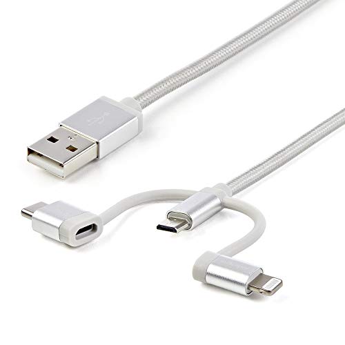 StarTech.com USB Lightning Kabel - USB-C Micro-B Ladekabel - 1m - geflochten - Silber - USB auf Lightning Kabel - USB zu USB C StarTech.com USB Lightning Kabel - USB-C Micro-B Ladekabel - 1m - geflochten - Silber - USB auf Lightning Kabel - USB zu USB C von StarTech.com