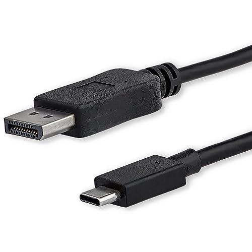 StarTech.com 1,8m USB-C auf DisplayPort 1.2 Kabel 4K 60Hz - USB-C auf DP Adapterkabel/Videoadapter - HBR2 - USB-C DP Alt Mode DP Monitor Videokabel - Thunderbolt 3 kompatibel - Schwarz (CDP2DPMM6B) von StarTech.com