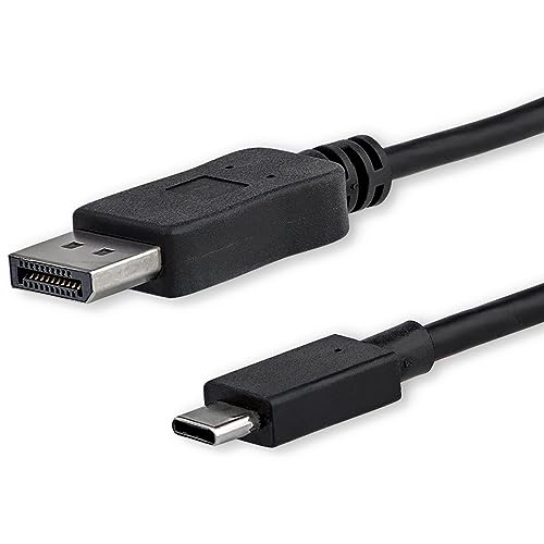 StarTech.com 1,8m USB-C auf DisplayPort 1.2 Kabel 4K 60Hz - USB-C auf DP Adapterkabel/Videoadapter - HBR2 - USB-C DP Alt Mode DP Monitor Videokabel - Thunderbolt 3 kompatibel - Schwarz (CDP2DPMM6B) von StarTech