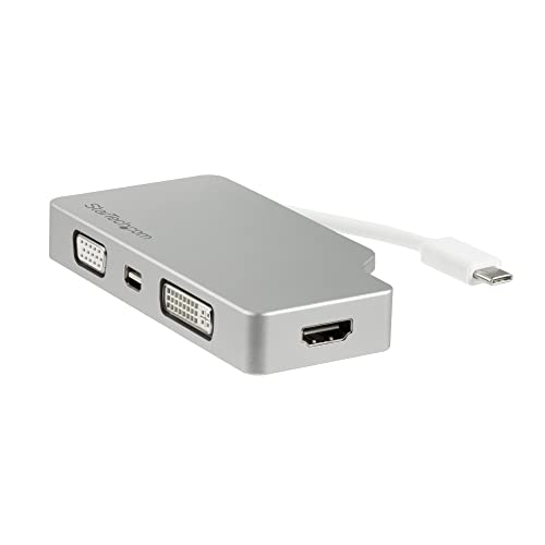 StarTech.com Aluminium Reise A/V Adapter 4-in-1 USB-C auf VGA, DVI, HDMI oder mDP - USB Type-C Adapter - 4K von StarTech.com
