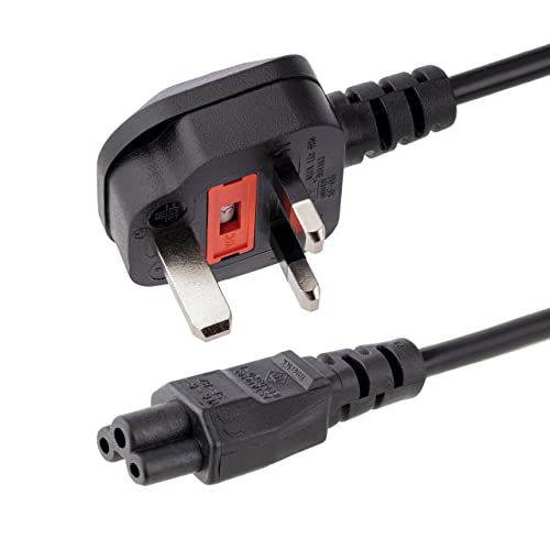 StarTech.com 2 m GB Laptop Ladekabel, BS 1363 auf C5, 2,5A 250V, 18AWG, Notebook / Laptop Ersatzstromkabel, UK Laptop Netzteil Stromkabel, Kleeblatt/Mickey Mouse Netzkabel (PXTNB3SUK2M) von StarTech