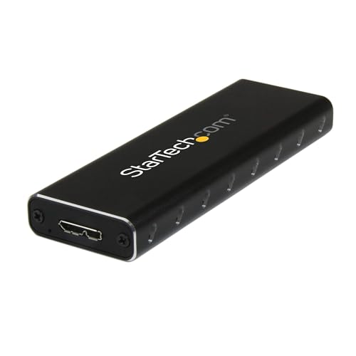 StarTech.com M.2 SSD Aluminiumgehäuse für USB 3.0 (5Gbit/s) mit UASP - Schwarz - M.2 NGFF SATA mit B Key & B+M Key - Externes tragbares M.2-Gehäuse - Nicht kompatibel mit NVMe / AHCI (SM2NGFFMBU33) von StarTech