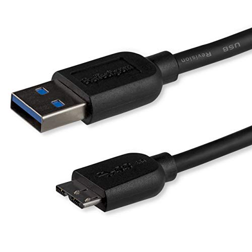 StarTech.com 3m schlankes SuperSpeed USB 3.0 A auf Micro B Kabel, St/St, USB 3.0 Anschlusskabel, Schwarz von StarTech