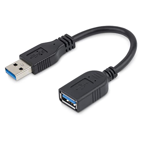 StarTech.com 15cm USB 3.0 Verlängerungskabel - USB 3 Typ A Kabel Verlängerung - Stecker/ Buchse - Schwarz von StarTech