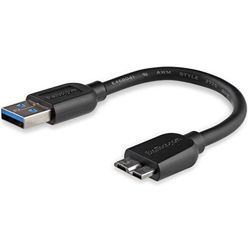 StarTech.com 15cm schlankes SuperSpeed USB 3.0 A auf Micro B Kabel - St/St - USB 3.0 Anschlusskabel - Schwarz von StarTech