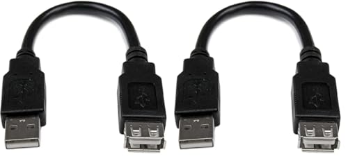 StarTech.com USB 2.0 Verlängerung 15cm - USB-A Verlängerungskabel Stecker auf Buchse - Schwarz (Packung mit 2) von StarTech