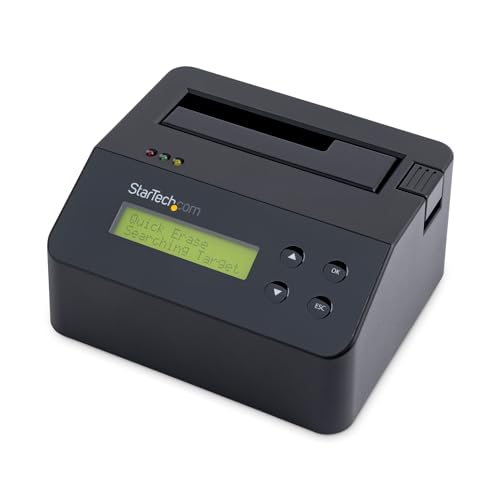 StarTech.com 1-Bay Festplatten Löscher, Selbständiges HDD/SSD Löschgerät, USB 3.0 auf SATA II (3 Gbit/s), 9 Löschmodi, LCD Bildschirm, Secure Erase, DB9 Druckeranschluss, TAA Konform (SDOCK1EU3P) StarTech.com 1-Bay Festplatten Löscher, Selbständiges HDD/SSD Löschgerät, USB 3.0 auf SATA II (3 Gbit/s), 9 Löschmodi, LCD Bildschirm, Secure Erase, DB9 Druckeranschluss, TAA Konform (SDOCK1EU3P) von StarTech.com