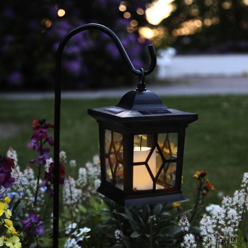 LED Solar Laterne mit Kerze - 3in1 - flackernde LED - Lichtsensor - H: 50cm - schwarz von StarTrading