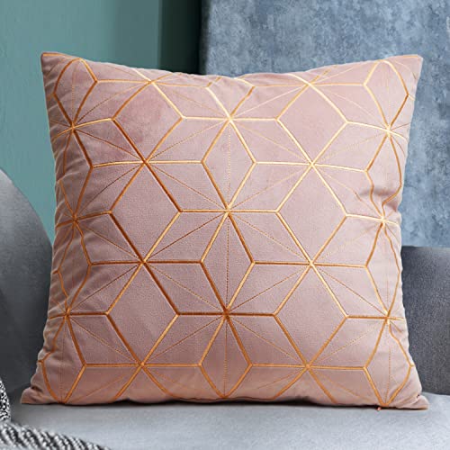 StarVel Home Amazon Samt Kissenbezug Luxuriöse Moderne Sofakissen Dekokissen Goldene Stickerei Kissenbezüge Dekorativer Zierkissenbezug Sofa Couch Büro Bett Kissenhülle 40x40 cm Rosa von StarVel Home