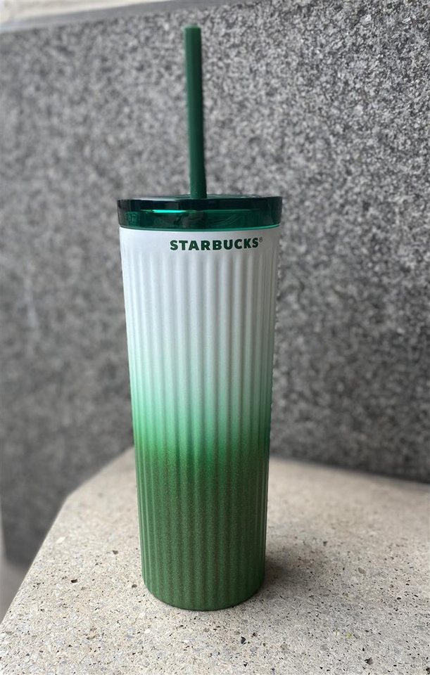 Starbucks Frühstücks-Geschirrset Starbucks Tumbler Thermobecher Cold Go Edelstahl Dual grün-weiß 16oz von Starbucks
