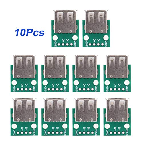 USB-Breakout-Board - 10-teiliges USB-Typ-A-Buchsen-Breakout-Board 2,54 mm Pitch-Adapteranschluss DIP von Starbun