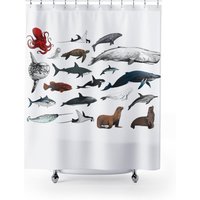 Maritime Duschvorhänge, Ozean Meer Meeresleben Niedlicher Wal Oktopus Schildkröte Delfin Strand Bad Badezimmer Dekor Einweihungsgeschenk Maritime Duschvorhänge, Ozean Meer Meeresleben Niedlicher Wal Oktopus Schildkröte Delfin Strand Bad Badezimmer Dekor Einweihungsgeschenk von Starcovedesign