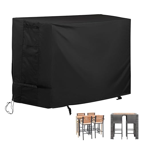 Starcrew Stehtischabdeckung und Terrassenstühle, 5-teilige Bar-Esszimmerabdeckung aus Korbgeflecht, Terrassentisch und Stühle für 4 Personen von Starcrew