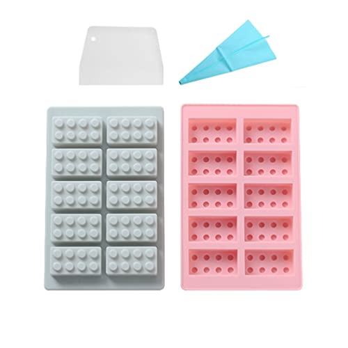 2er-Set Bauklötzchen-Eis-Tablett-Bonbonform,Schokoladen-Ziegel-Bonbon-Silikonform,Bauklötzchen-Eis-Tablett oder Jello-Form Fondant und Roboter-Bonbonformen von Stareal