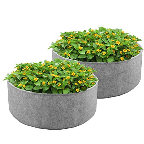 Stareal 2er-Pack 30 Gallonen große Pflanztasche, strapazierfähiger Stoff, rund, erhöhtes Gartenbeet, Pflanztöpfe zum Pflanzen von Kräuterblumen, Gemüse, Kartoffelpflanzen, 70 cm (D) x 30 cm (H), Grau von Stareal