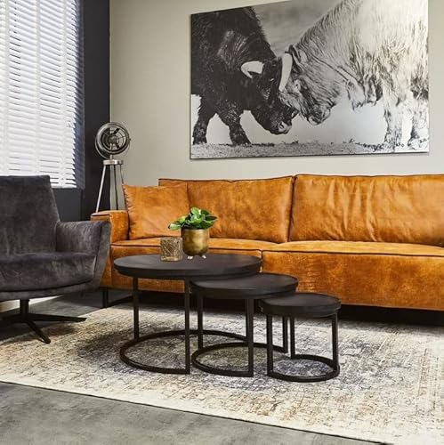 Couchtisch Denver Black | 3er Set | Mangoholz Möbel von Starfurn