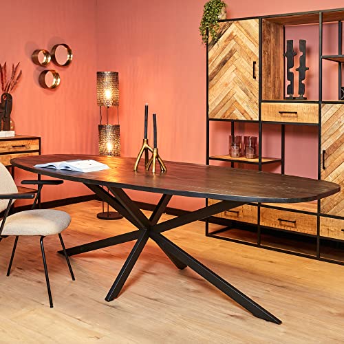Esstisch Elegance Schwarz | Dänisch Oval | 200x100 cm | Mangoholz Möbel von Starfurn