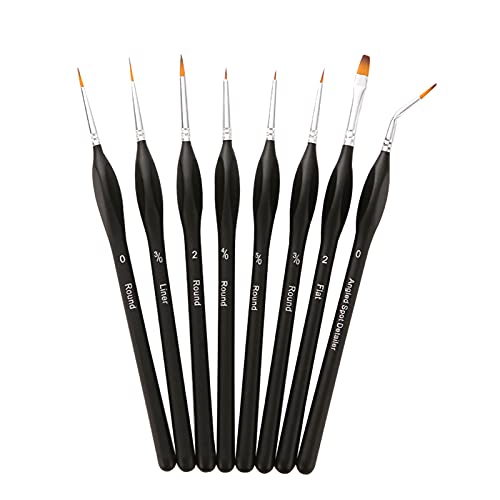 Staright 8pcs Professional Detail Paint Brushes Set Miniatur Fine Tiny Artist Brushes Nylon Haar Holzgriff Paintbrush für Acrylöl Aquarell Nagel Gesicht Detaillierung Rock Model Art Painting von Staright