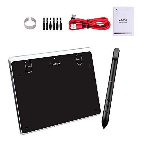 Staright AP604 Digitales Grafik-Zeichentablett 6 * 4-Zoll-Aktivbereich Ultra-Dünnes Zeichenbrett-Kit mit 4 Tastenkombinationen Batteriefreier Passiver Stift 8192 Druckstufen Kompatibel mit Windows von Staright