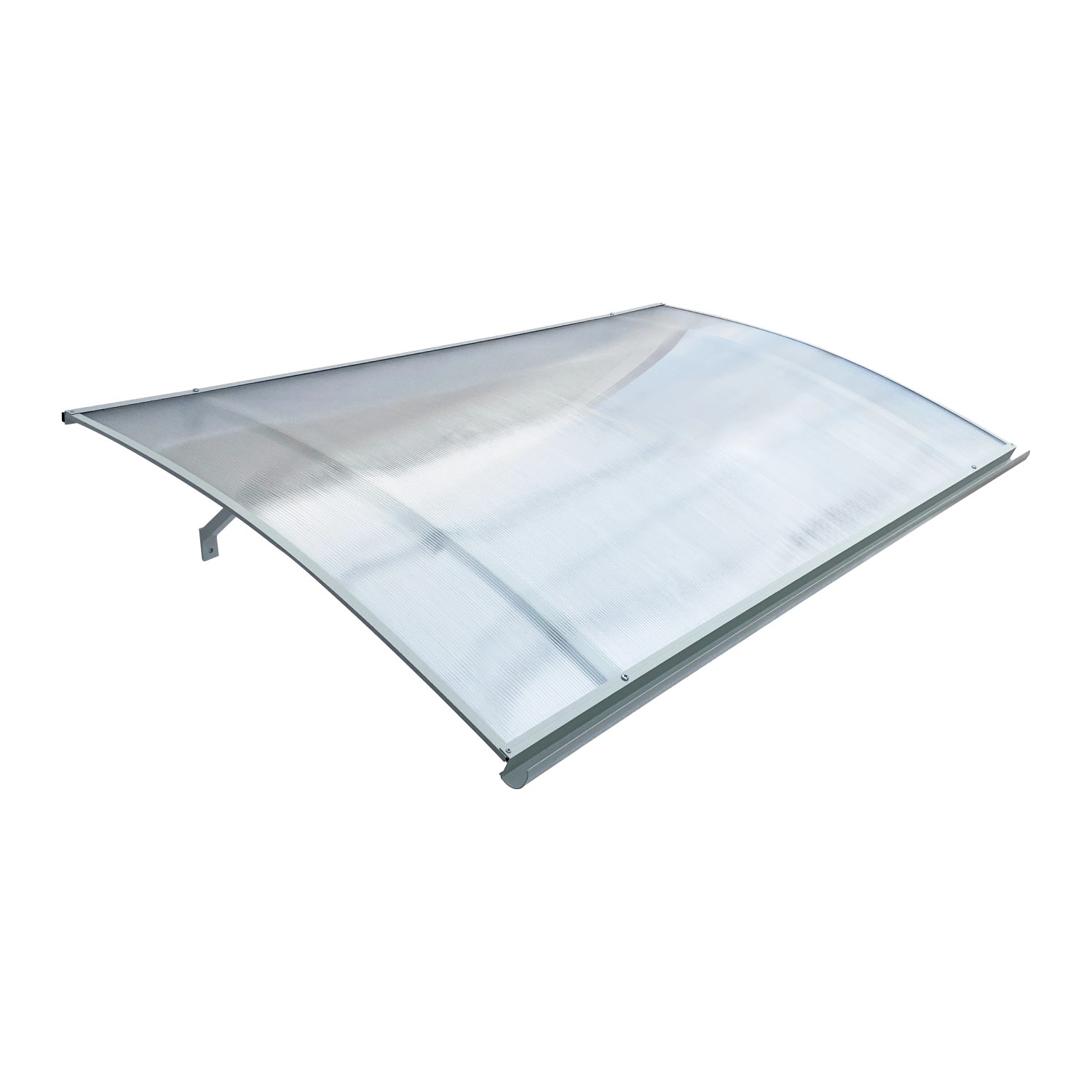 STARKEDACH Aluminiumrahmen Vordach Gebogen L-160  RAL 7035 Mit Polycarbonatbeschichtung von StarkeDACH