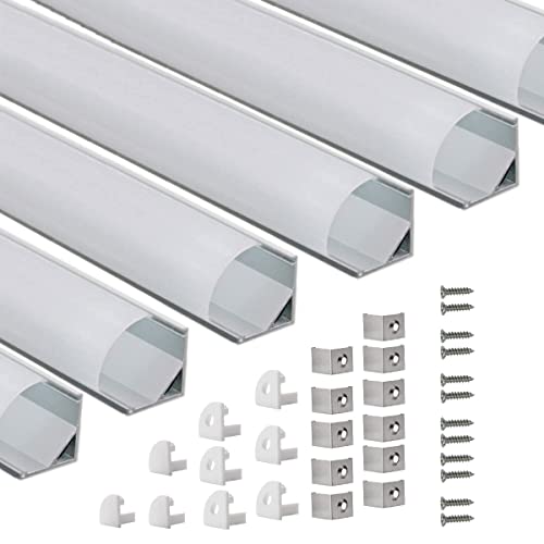 Alu Profil 45° - 6x100cm LED Aluminium Kanal für LED-Streifen/Leisten mit Weiß Milchige Abdeckung,Endkappen,adhesivo de montaje,und Montageklammer … von StarlandLed
