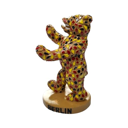 Berliner Bär Statue 10cm - Polyresin in Mosaik-Optik, Handbemalt, Leichtgewicht Souvenir mit Berlin Podest - Kulturelle Dekoration von Starlet24