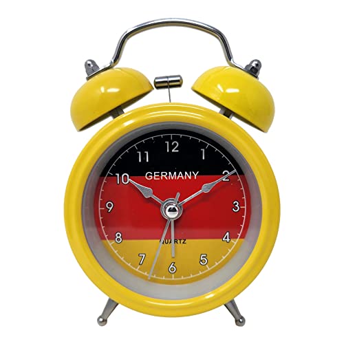 Starlet24 Glockenwecker Deutschland Motiv Uhr Wecker Tischuhr gelb von Starlet24
