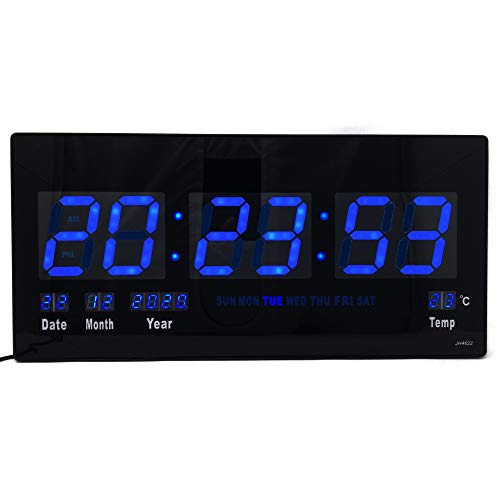 Starlet24 LED Wanduhr mit Datums- und Temperaturanzeige große LED-Anzeige 45x22cm (JH4622) Blau von Starlet24