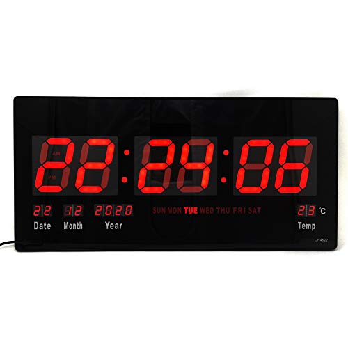 Starlet24 LED Wanduhr mit Datums- und Temperaturanzeige große LED-Anzeige 45x22cm (JH4622) Rot von Starlet24