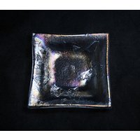 Antarctica - Handgemachter Fusions-Glasring/Trinket Dip-Schüssel. Ein Strukturiertes Schimmerndes Irisierendes Finish Auf Klarer Basis von StarlightAndShadows