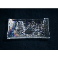 Antarktis - Eine Handgefertigte, Geschmolzene Glasseife/Kleine Sushi-Schale Mit Strukturiertem Schimmernden Irisierenden Finish Auf Klarer Basis von StarlightAndShadows