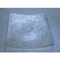 Antarktis - Quadratisch. Eine Von Hand Gefertigte Verschmolzene Glas Zierplatte/Schmuckschale Mit Einem Strukturierten Schimmernden Irisierenden Antarktis - Quadratisch. Eine Von Hand Gefertigte Verschmolzene Glas Zierplatte/Schmuckschale Mit Einem Strukturierten Schimmernden Irisierenden von StarlightAndShadows