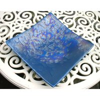 Arctic Blue - Große, Exklusive, Geschmolzene Glasschale in Stahlblau Und Schimmerndem Schillern. Unikat, Einzelstück von StarlightAndShadows
