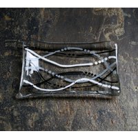 Serpentin Serie "Ashes' | D2 Verschmolzene Glasseife/Trinket Mini Sushi Pralinenschale in Schwarz, Weiß & Grau Auf Klarer Basis von StarlightAndShadows