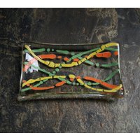 Serpentin Serie "Fruity' | D2 Verschmolzene Glasseife/Trinket Mini Sushi Pralinenschale in Orange, Gelb Und Grün Auf Klarer Basis von StarlightAndShadows