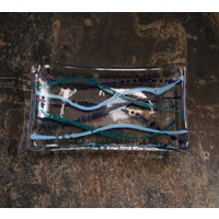 Serpentin Serie "Wasser' | D2 Verschmolzene Glasseife/Trinket Mini Sushi Pralinenschale in Türkis, Teal & Dunkelblau Auf Klarer Basis von StarlightAndShadows