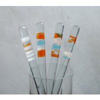 Verschmolzene Glaswizzle Sticks "Versicolor - Felira Spirito' Ein Set Von 4 Getränkerührern. Cocktail Rührer. Geschachteltes Geschenkset von StarlightAndShadows