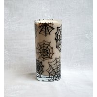 Wicked Webs | In Schattierungen Von Schwarz Und Grau - Ein Exklusives Design, Handbemaltes Spinnennetz Hi Ball/Großer Mixer Softdrink Milchglas von StarlightAndShadows